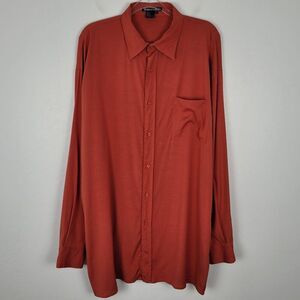 WinterSilks Button Up Shirt Silk Stretch Long Sleeve Orange Size XL